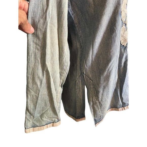 J. Crew Womens Denim Soutache Embroidered V-Neck Tunic Top Size 2 Blue - Picture 7 of 9